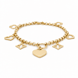 14K Yellow Gold Charms Bracelet Women's - Miral Jewelry
