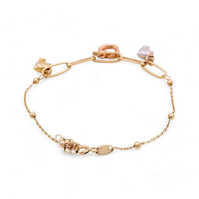 14K Yellow Gold Charms Bracelet Women's - Miral Jewelry