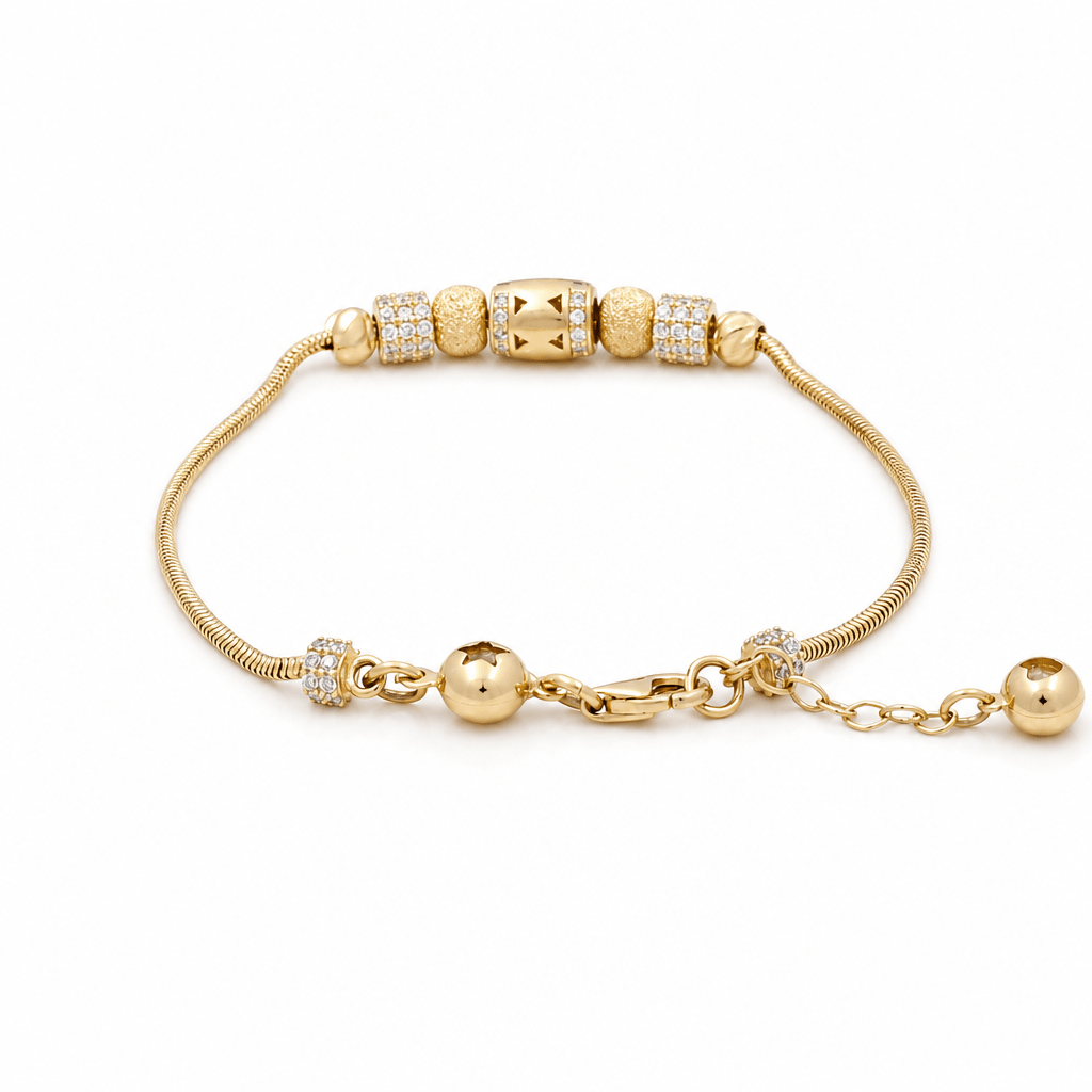 14K Yellow Gold Charms Bracelet Women's - Miral Jewelry