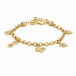 14K Yellow Gold Charms Bracelet Women's - Miral Jewelry