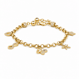14K Yellow Gold Charms Bracelet Women's - Miral Jewelry
