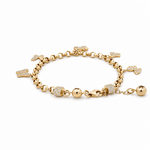 14K Yellow Gold Charms Bracelet Women's - Miral Jewelry
