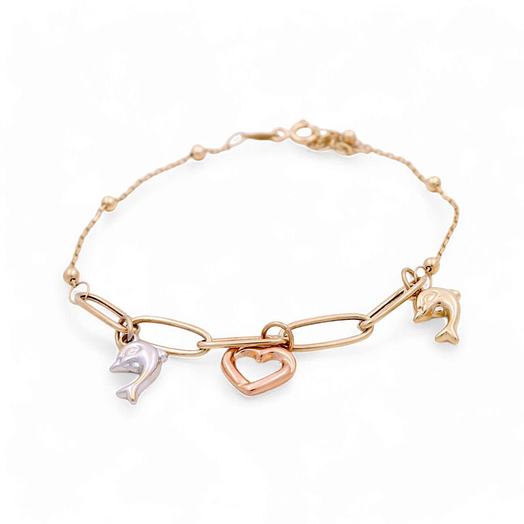 14K Yellow Gold Charms Bracelet Women's - Miral Jewelry