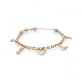 14K Yellow Gold Charms with Cz Women's Bracelet - Miral Jewelry