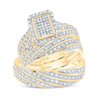 14k Yellow Gold Classic 3 Pieces Set with 0.75Tw Round Diamonds - Miral Jewelry