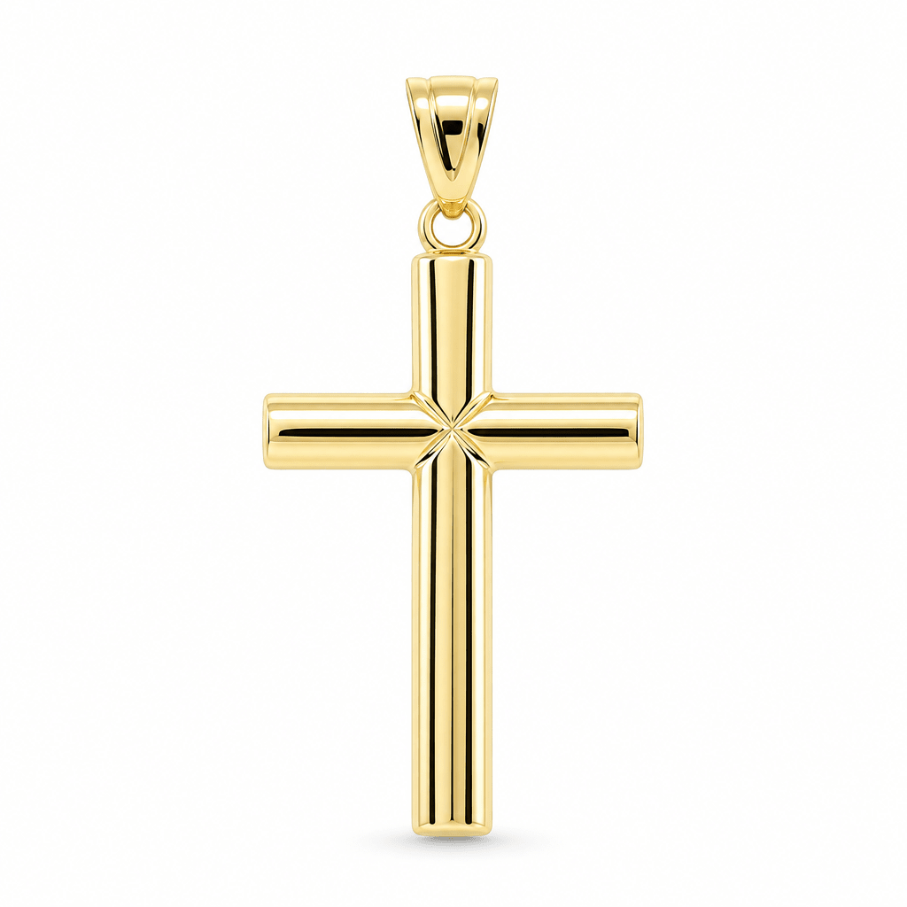 14K Yellow Gold Classic Polished Cross Pendant – 2.2 g - Miral Jewelry
