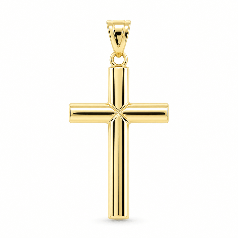 14K Yellow Gold Classic Polished Cross Pendant – 2.2 g - Miral Jewelry