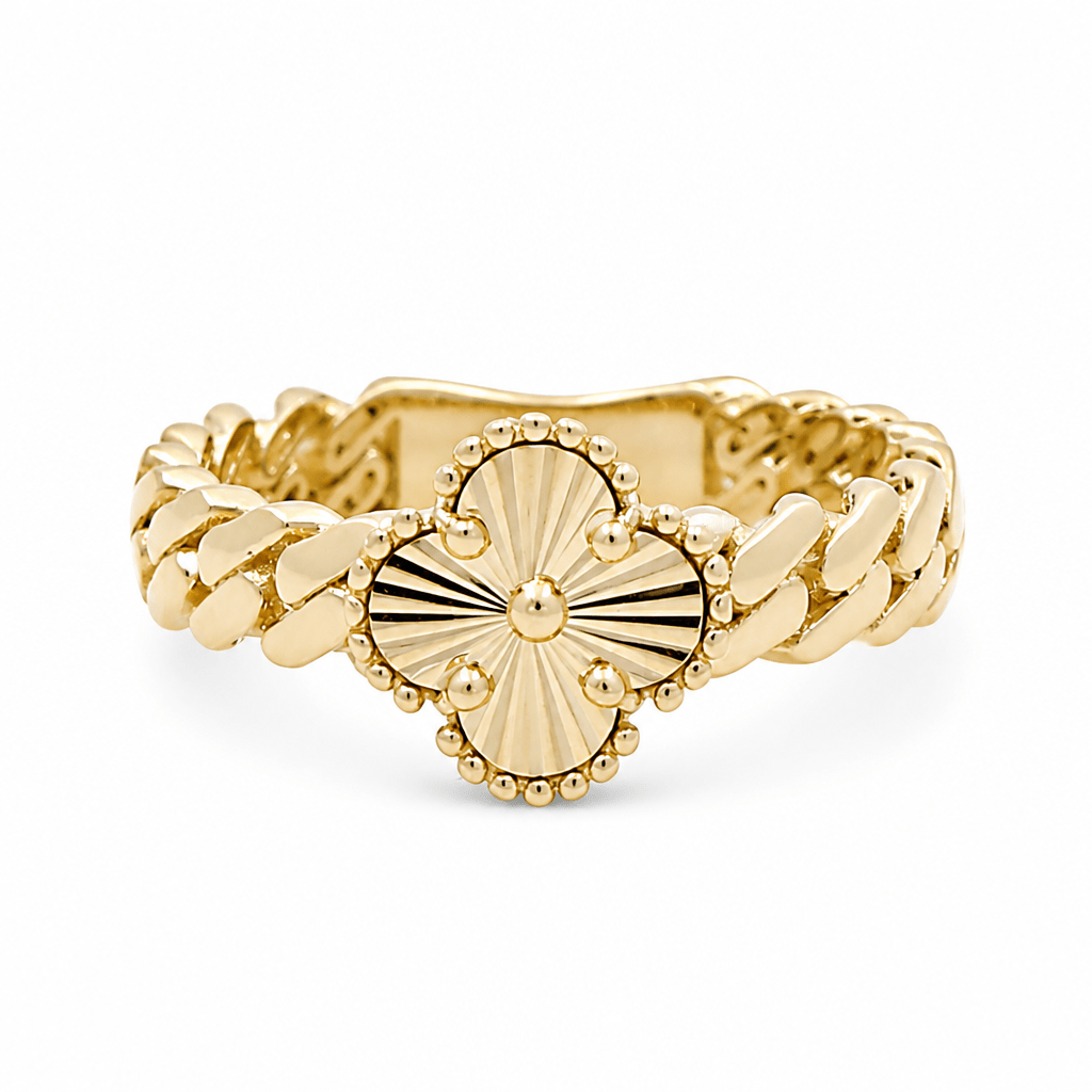 14K Yellow Gold Clover Fashion Women's Ring - Miral Jewelry