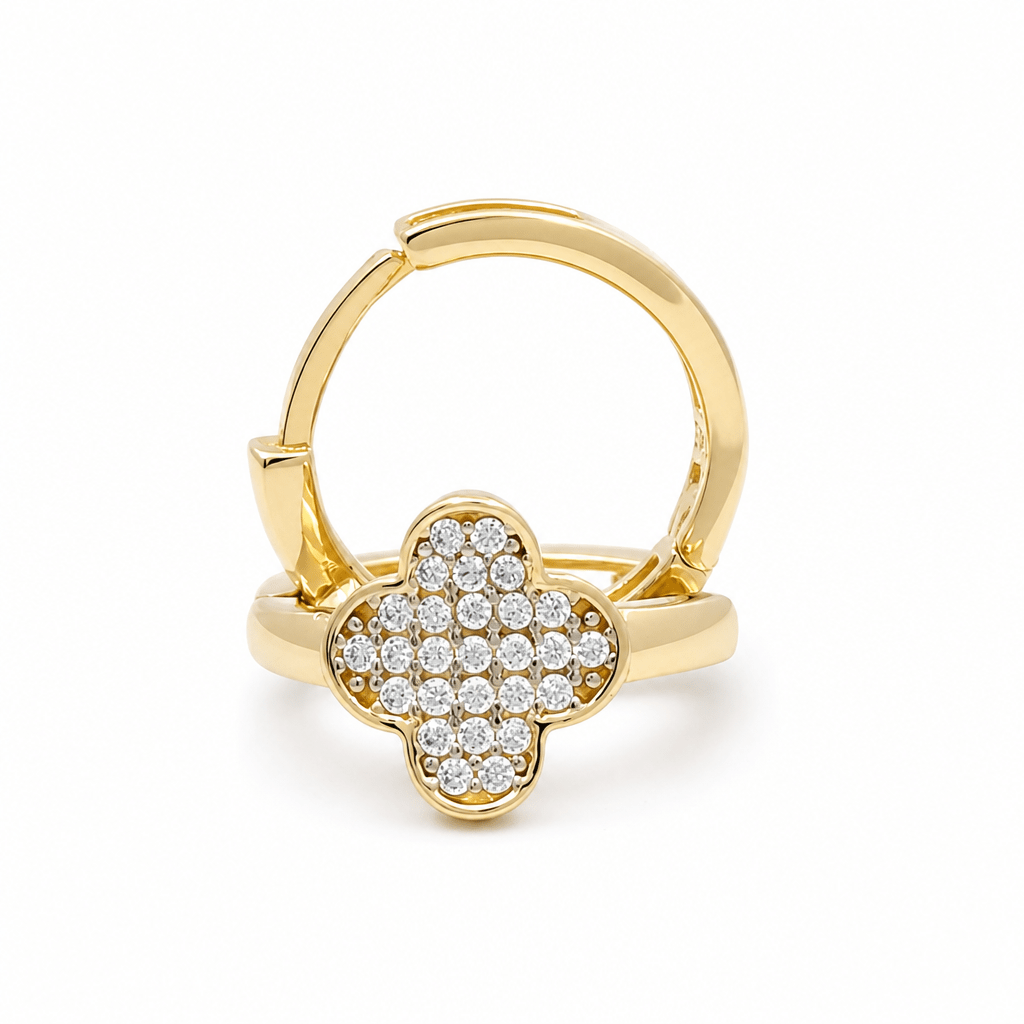 14K Yellow Gold Clover Hoop Earrings - Miral Jewelry