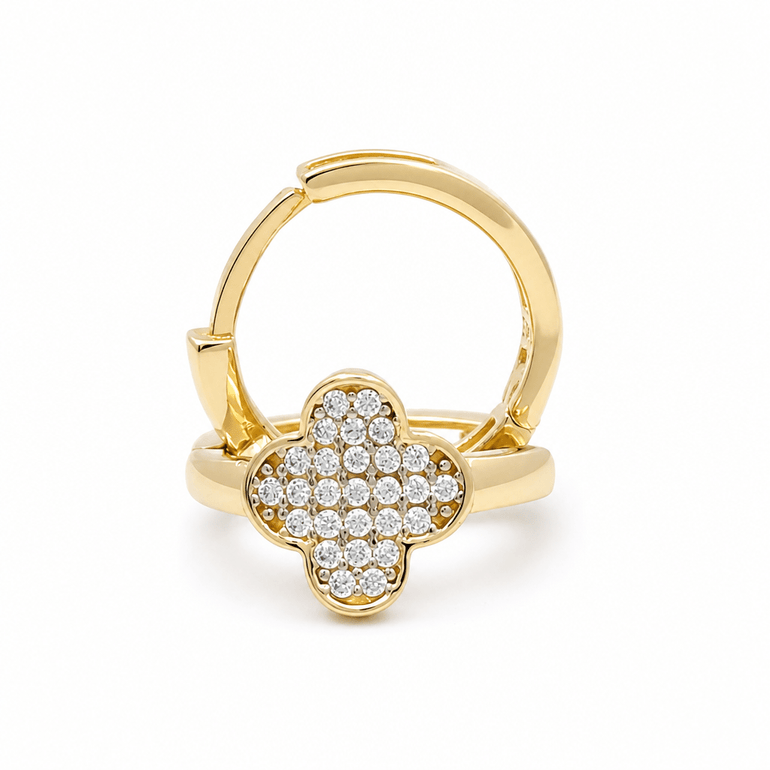 14K Yellow Gold Clover Hoop Earrings - Miral Jewelry