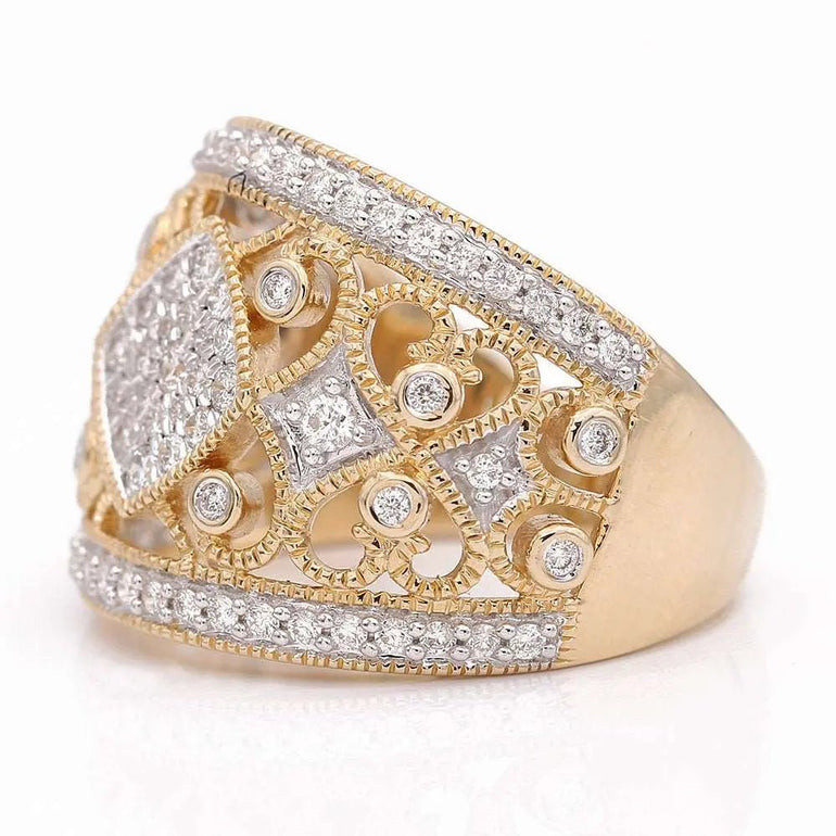 14k Yellow Gold Contemporary Diamond Fashion Ring - Miral Jewelry