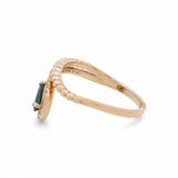 14K Yellow Gold Contemporary Diamond fashion with 0.15Tw Round Diamonds and Pear Indigo Ring - Miral Jewelry