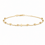14K Yellow Gold Cross Bracelet Women's - Miral Jewelry