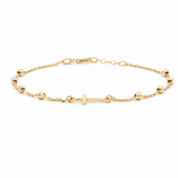 14K Yellow Gold Cross Bracelet Women's - Miral Jewelry