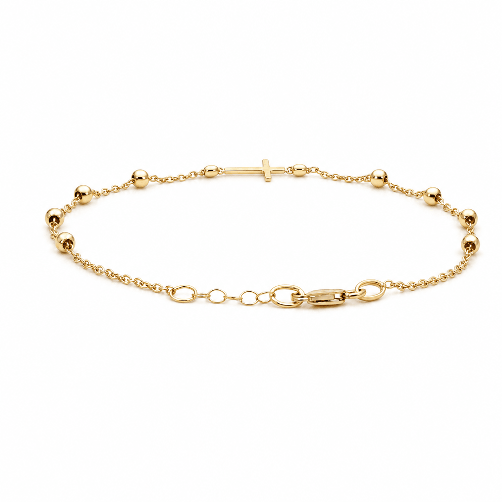 14K Yellow Gold Cross Bracelet Women's - Miral Jewelry