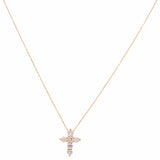 14k Yellow Gold Cross Diamond Necklace with 0.91 Tw Round Diamonds - Miral Jewelry