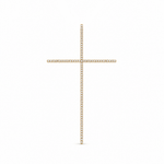 14k Yellow Gold Cross Diamond Women's Pendant with 0.24Tw Square Cushion Diamond - Miral Jewelry