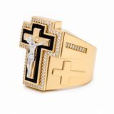 14k Yellow Gold Cross Fashion Men's Ring - Miral Jewelry