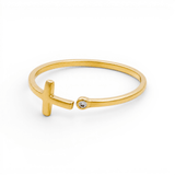 14K Yellow Gold Cross Fashion Women's Ring - Miral Jewelry