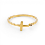 14K Yellow Gold Cross Fashion Women's Ring - Miral Jewelry