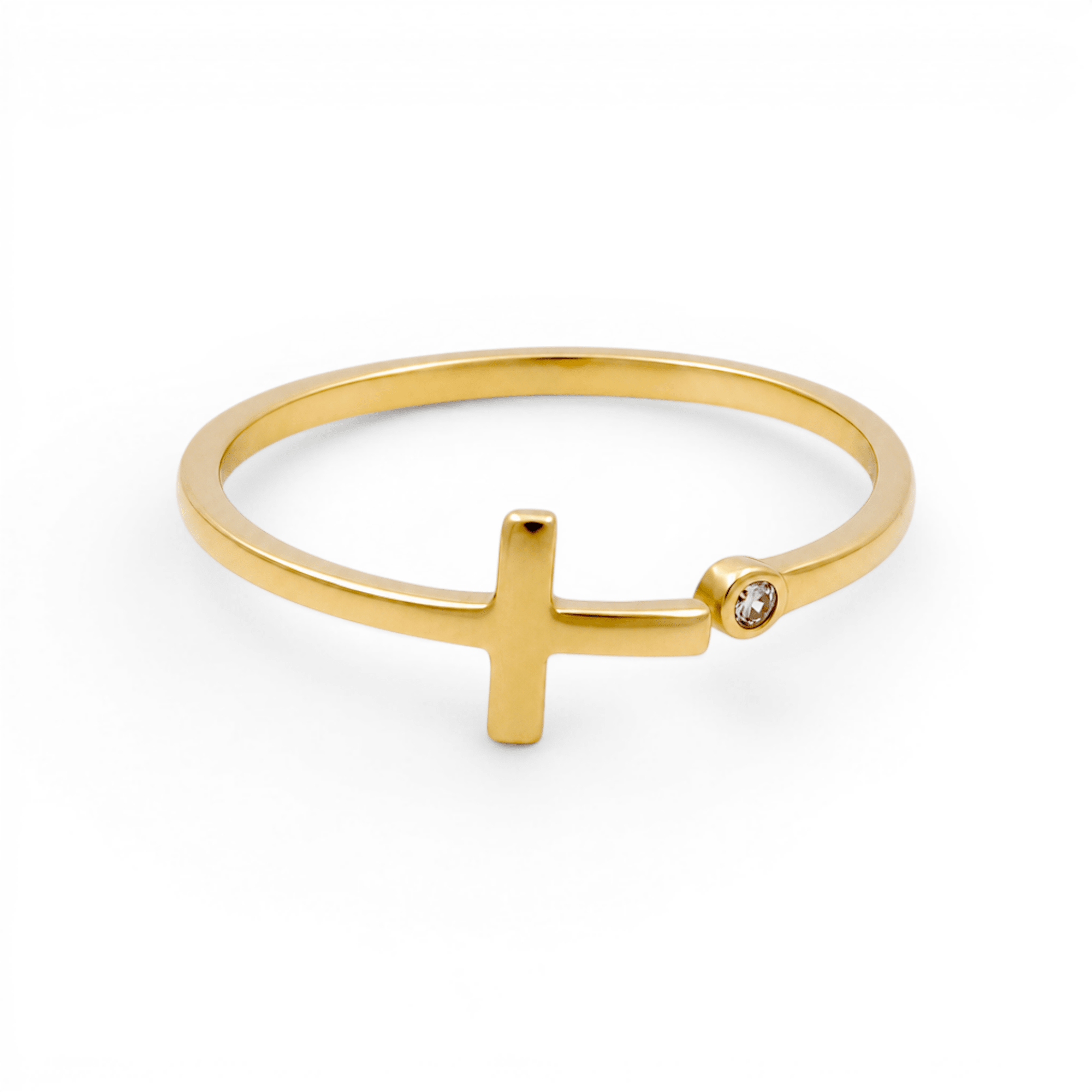 14K Yellow Gold Cross Fashion Women's Ring - Miral Jewelry