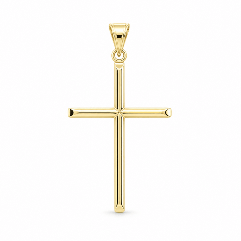 14K Yellow Gold Slim Polished Cross Pendant 0.7 g