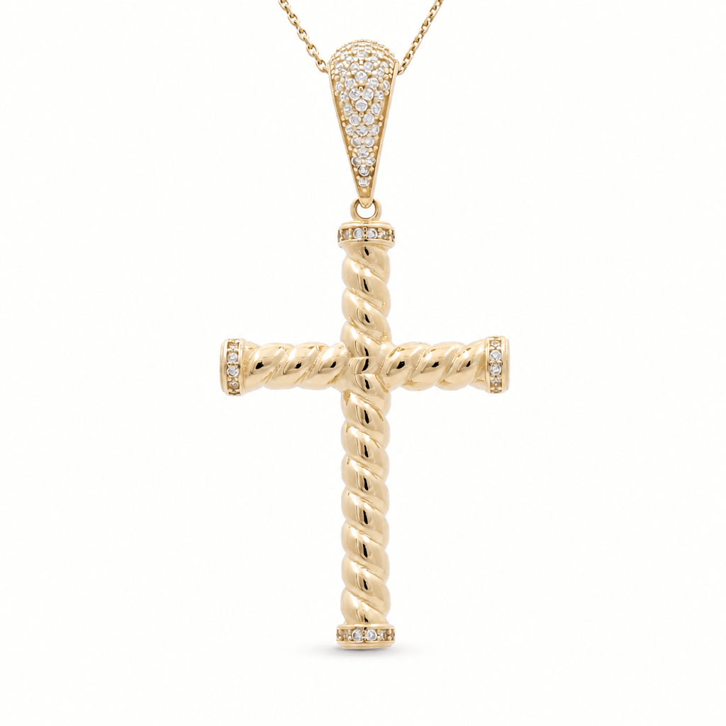14K Yellow Gold Cross Pendant - Miral Jewelry