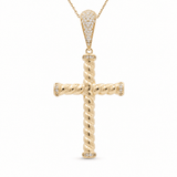 14K Yellow Gold Cross Pendant - Miral Jewelry
