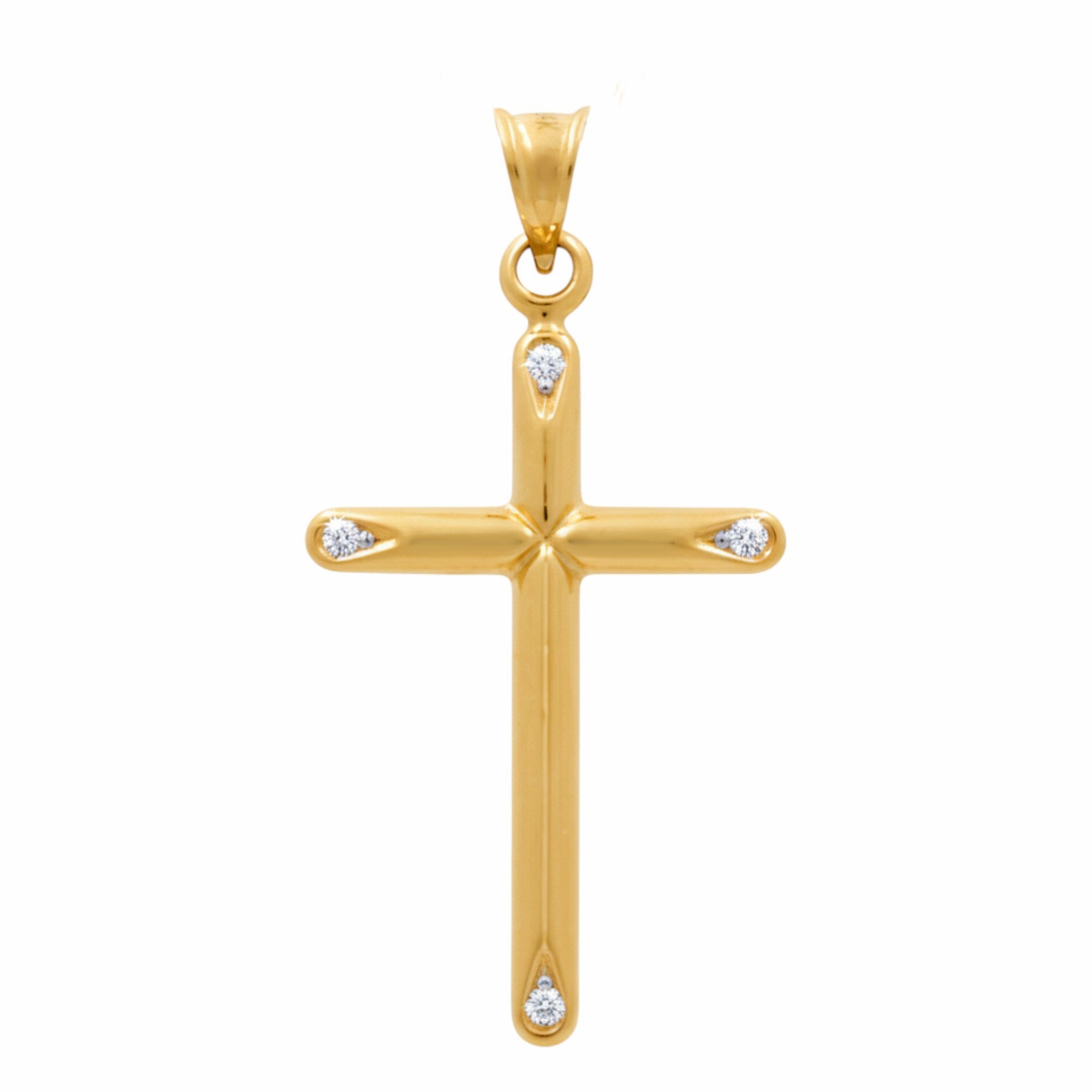 14K Yellow Gold Cross Pendant - Miral Jewelry