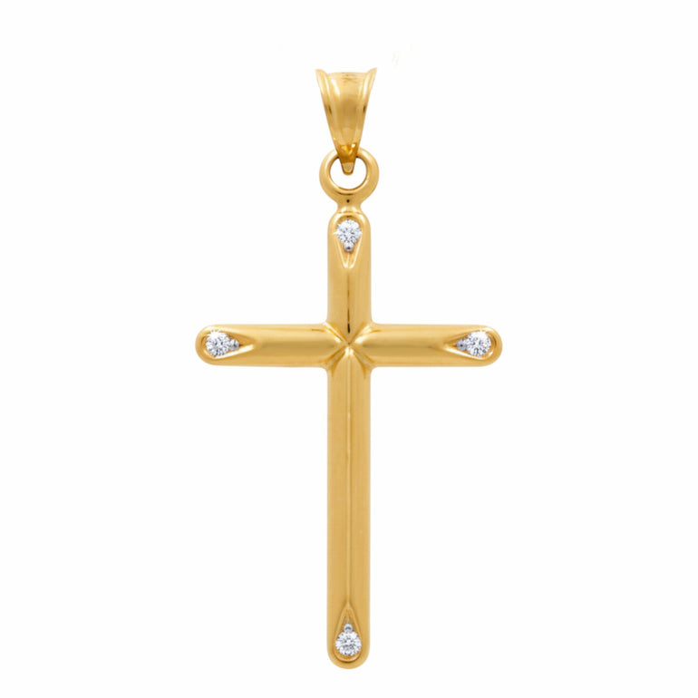 14K Yellow Gold Cross Pendant - Miral Jewelry