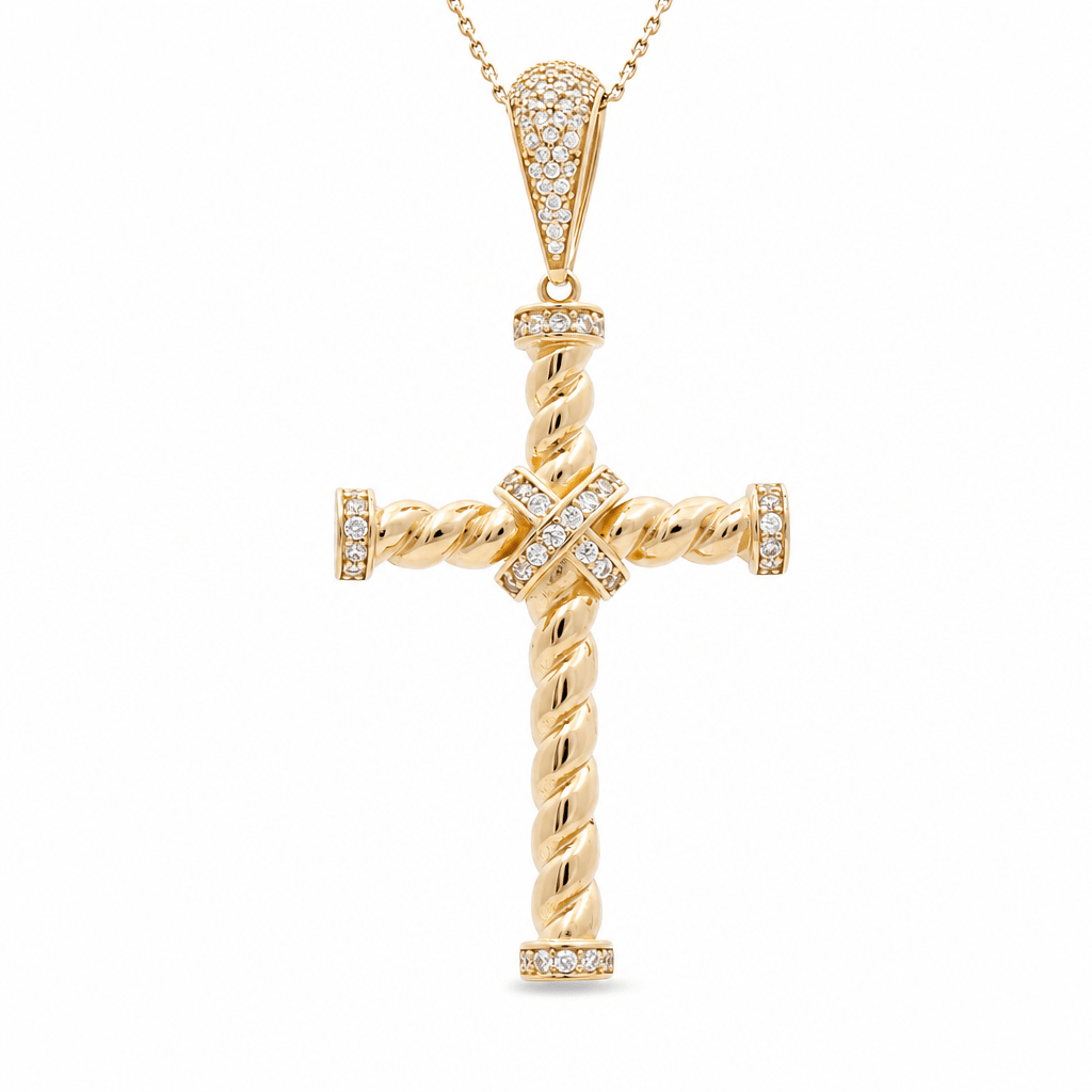 14K Yellow Gold Cross Pendant - Miral Jewelry