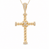 14K Yellow Gold Cross Pendant - Miral Jewelry