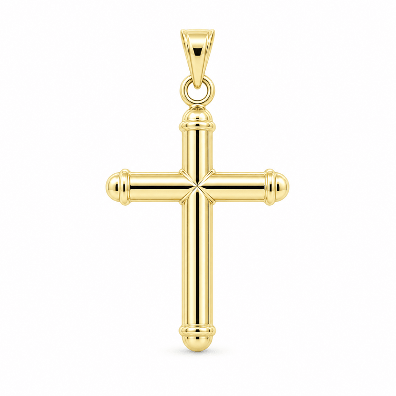 14K Yellow Gold Polished Cross Pendant with Rounded Ends 1.1 g