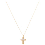 14K Yellow Gold Cross with Cz Necklace - Miral Jewelry