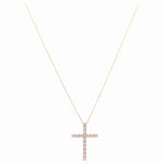 14K Yellow Gold Cross with Cz Necklace - Miral Jewelry