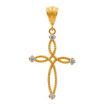 14K Yellow Gold Cross with Cz Pendant - Miral Jewelry