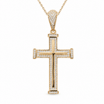 14K Yellow Gold Cross with Cz Pendant - Miral Jewelry