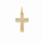 14K Yellow Gold Cross Pendant with Cubic Zirconia