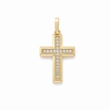 14K Yellow Gold Cross Pendant with Cubic Zirconia