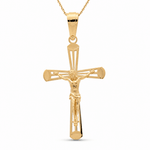 14K Yellow Gold Crucifix Pendant - Miral Jewelry
