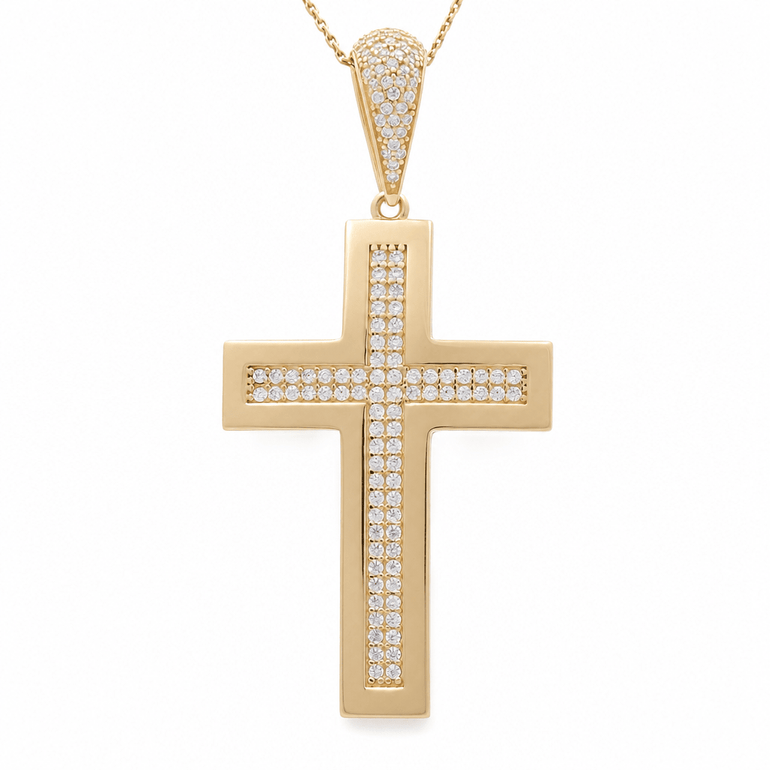 14K Yellow Gold Crucifix Pendant - Miral Jewelry