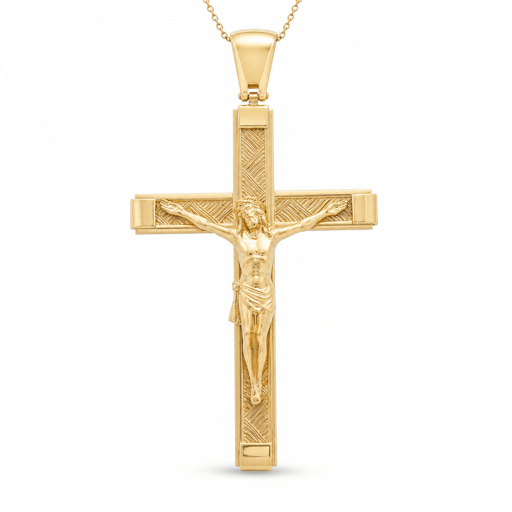 14K Yellow Gold Crucifix Pendant - Miral Jewelry
