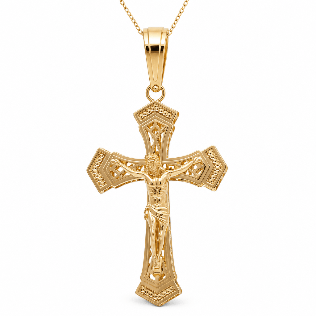 14K Yellow Gold Crucifix Pendant - Miral Jewelry