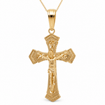 14K Yellow Gold Crucifix Pendant - Miral Jewelry