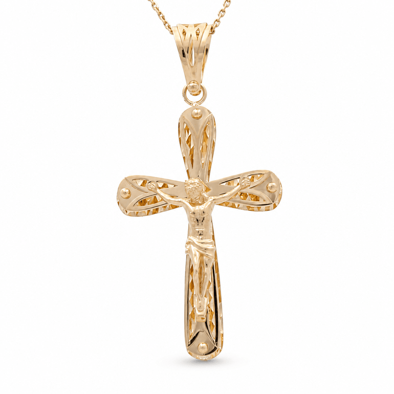 14K Yellow Gold Crucifix Pendant - Miral Jewelry