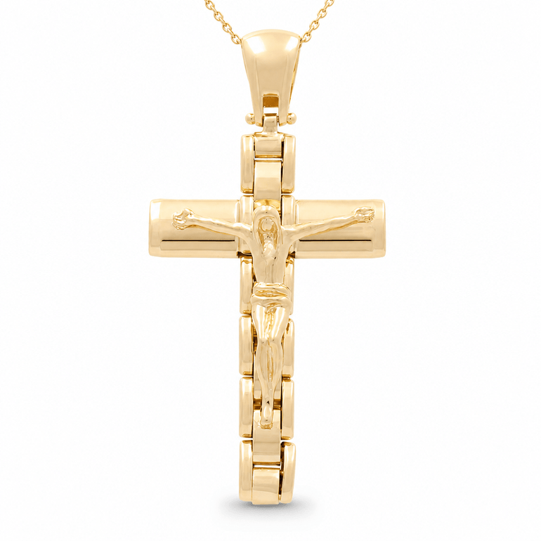 14K Yellow Gold Crucifix Pendant - Miral Jewelry