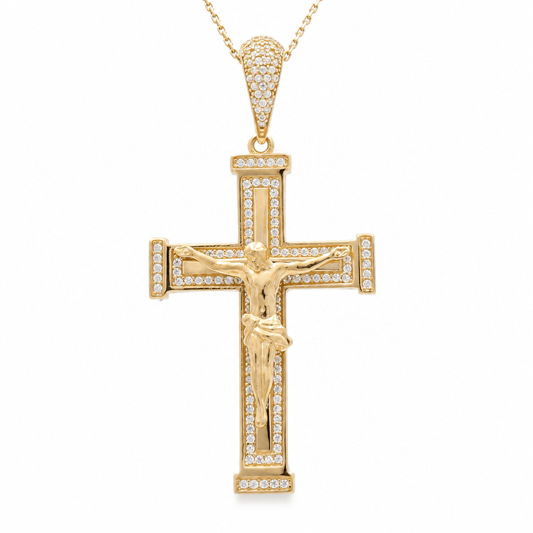 14K Yellow Gold Crucifix Pendant - Miral Jewelry