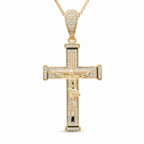 14K Yellow Gold Crucifix with Cz Pendant - Miral Jewelry