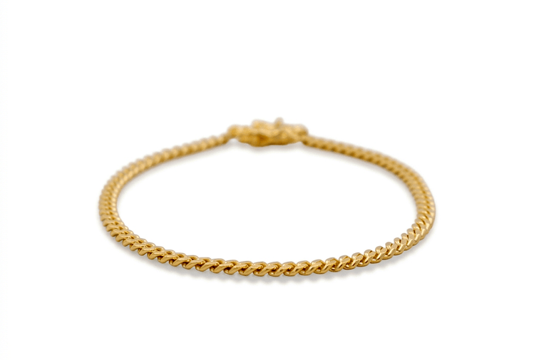14K Yellow Gold Cuban Link Bracelet Women's - Miral Jewelry