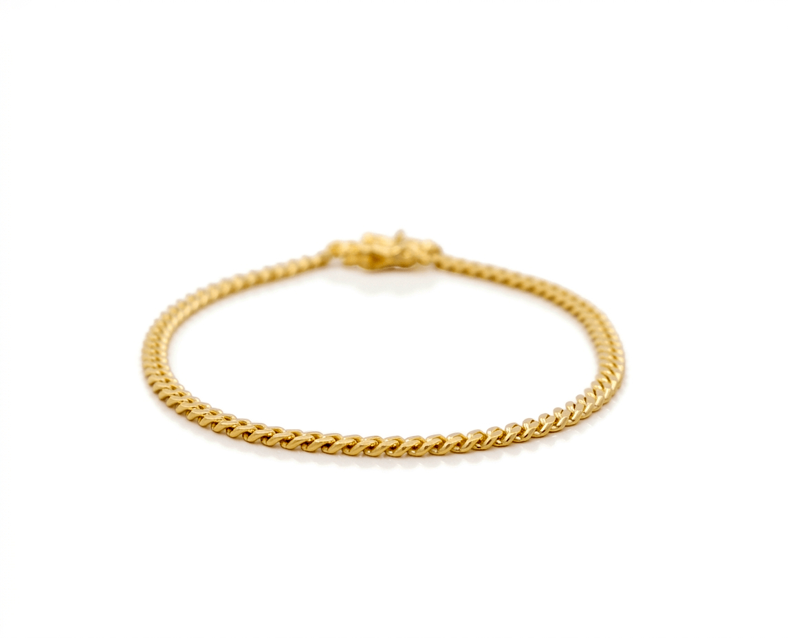 14K Yellow Gold Cuban Link Bracelet Women's - Miral Jewelry